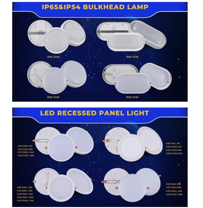 ຂາຍຮ້ອນ LED Panel Light ແລະ LED Bulkhead Lamp